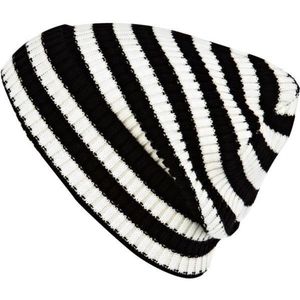 Black and White Striped Beanie